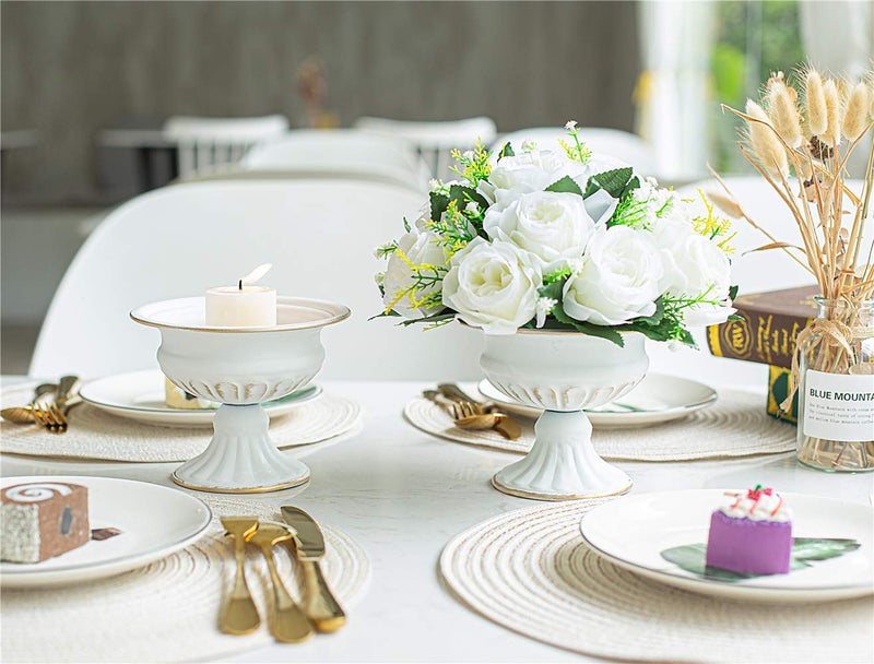 Lanlong 2 Pieces Household Metal Flower Vase Wedding Centerpiece Decor Retro Vases - Image 2